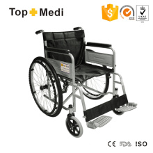 Fauteuil roulant manuel en acier médical d&#39;hôpital de prix bon marché de Topmedi